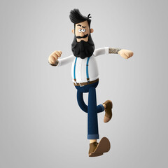 3d illustration of young hipster man isolated