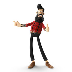 3d illustration of young hipster man isolated