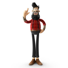 3d illustration of young hipster man isolated