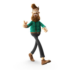 3d illustration of young hipster man isolated