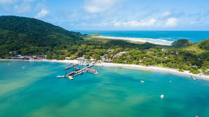 Ilha do Mel - Paraná. Aerial view of the village of Encantadas