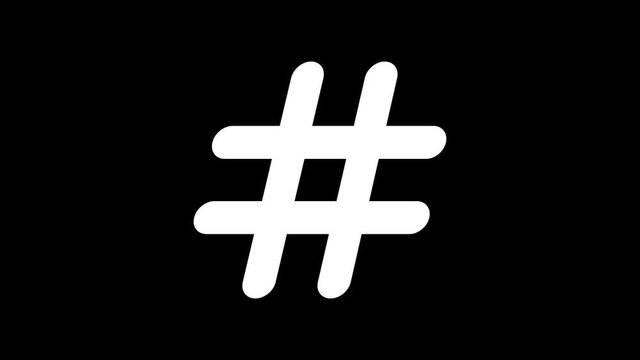 hashtag  symbol on glitch old screen display animation. Retro, colorful  video footage, 4K