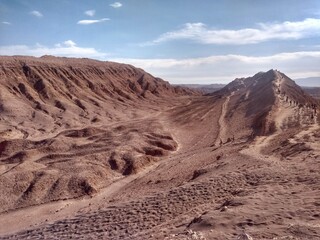 The Moon Valley (Valle de la Luna) in Atacama Desert is one of the most visited attractions in San Pedro de Atacama, Chile.  It’s known for its moonlike landscape of dunes, rocks and mountains.
