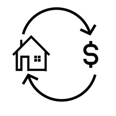 Line icon- hand money for house