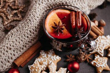 Christmas or New Year traditional mulled wine