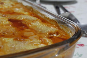 Close up of traditional italian food