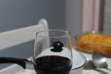 Glass of wine on the table