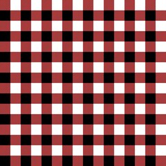 Plaid seamless pattern in red, white and black. Tartan plaid for dress, skirt, flannel shirt, autumn, winter fabrics, background. Buffalo check gingham style. Vector flat illustration.