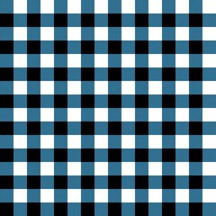 Plaid seamless pattern in blue, white and black. Tartan plaid for dress, skirt, flannel shirt, autumn, winter fabrics, background. Buffalo check gingham style. Vector flat illustration.