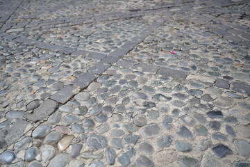 area paved with paving stones.