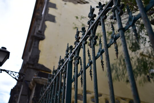 beautiful black forged fence close-up