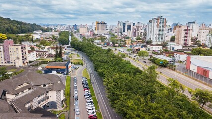 Fototapeta na wymiar Joinville - SC. Aerial view of Joinville city center, in Santa Catarina