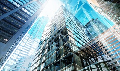 Fototapeta premium Modern high office buildings in city.