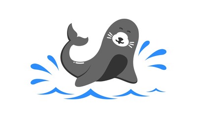 Happy seal playing in the water illustration vector design