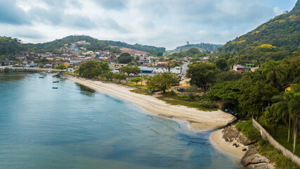 Fototapeta na wymiar Aerial view of Paulas beach in São Francisco do Sul, Santa Catarina