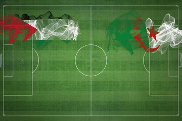 Palestine vs Algeria Soccer Match, national colors, national flags, soccer field, football game,...