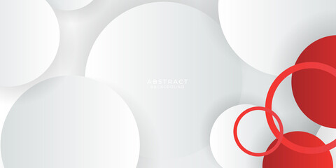 Red white abstract circles geometric background. Vector illustration design for business presentation, banner, cover, web, flyer, card, poster, game, texture, slide, magazine, and powerpoint. 