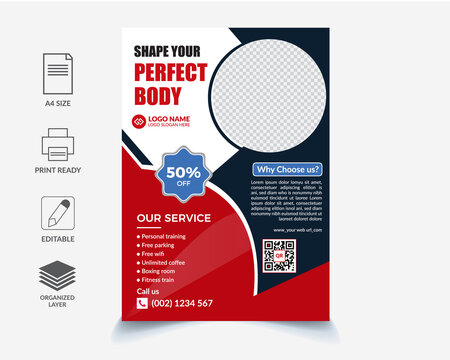 Fitness Gym Flyer Template Vector EPS, Editable Flyer Template