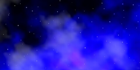 Fototapeta na wymiar Dark BLUE vector background with small and big stars.