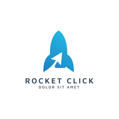 rocket click negative space logo design