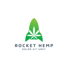 rocket cannabis negative space logo design