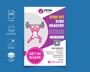 Fitness Gym Flyer Template Vector EPS, Editable Flyer Template