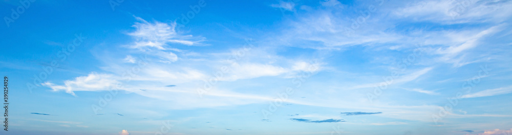 Wall mural International day of clean air for blue skies concept: Abstract white cloud and blue sky in sunny day texture background