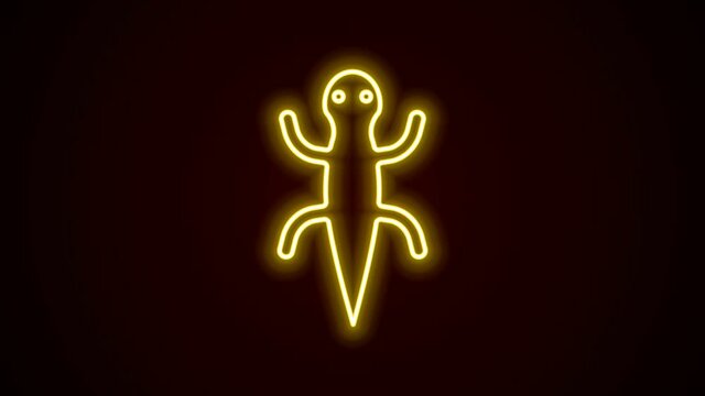 Glowing neon line Lizard icon isolated on black background. 4K Video motion graphic animation