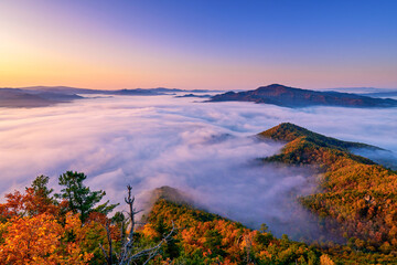 The beautiful autumn sea of clouds sunrise of Singanense of China.