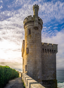 Vertical shot of an ancient Monterreal Castle in Vigo, Spain