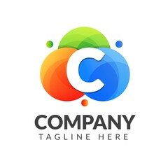 Letter C logo with colorful background, letter combination logo design for creative industry, web, business and company. Vector illustrations