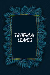 Exotic pattern with tropical leaves on a black background.
