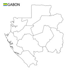 Gabon map, black and white detailed outline regions of the country. Vector illustration