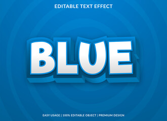 blue text effect template design with bold font style and cartoon concept use for brand and business logo