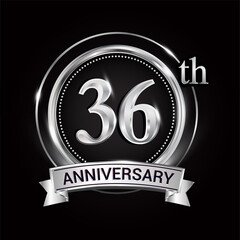 36th silver anniversary logo with ribbon and ring