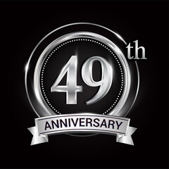 49th silver anniversary logo with ribbon and ring