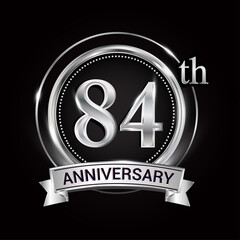 84th silver anniversary logo with ribbon and ring