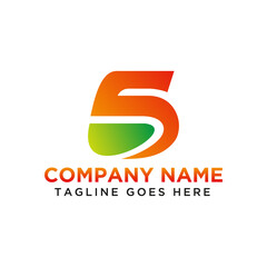 Five number logo templates or the letter S with green orange gradations.