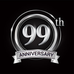 99th silver anniversary logo with ribbon and ring