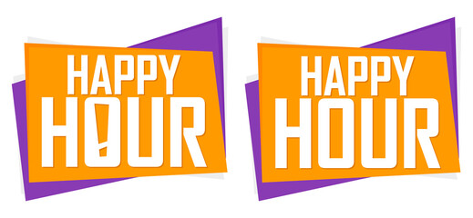 Fototapeta na wymiar Happy Hour banners design template, sale tags, vector illustration