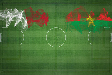 Malta vs Burkina Faso Soccer Match, national colors, national flags, soccer field, football game,...