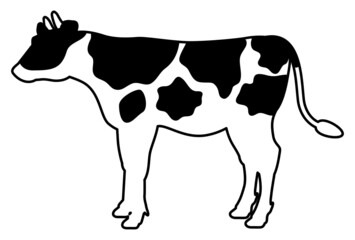 柄のある牛の全身イラスト【横向き】