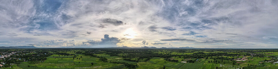 Panorama view landscape mountain Sunset on background..
