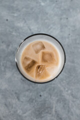 iced coffee with almon milk in tall glass