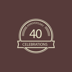 40 Years Anniversary Celebration Retro Vector Template Design Illustration