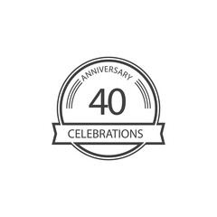 40 Years Anniversary Celebration Retro Vector Template Design Illustration