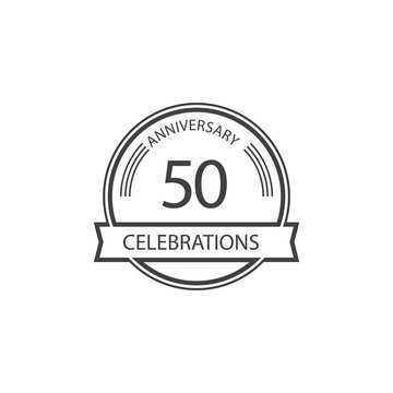 50 Years Anniversary Celebration Retro Vector Template Design Illustration