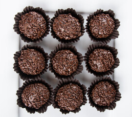 Brigadeiro.Traditional brazilian sweet chocolate. Granulated chocolate.