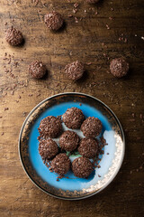 Brigadeiro.Traditional brazilian sweet chocolate. Granulated chocolate.