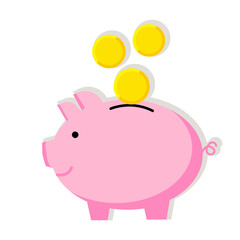 Pink piggy bank yellow, great design for any purposes. Dollar icon symbol vector. Business investment profit flat vector illustration. EPS10.